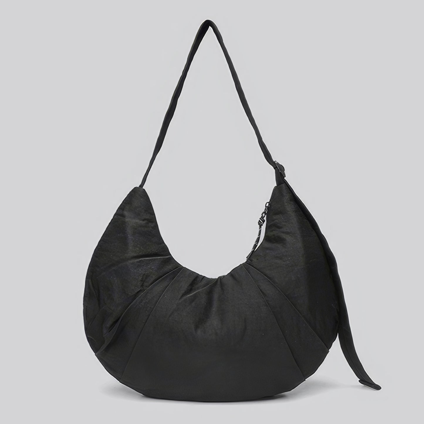 Draped Nylon Crescent Shoulder Bag