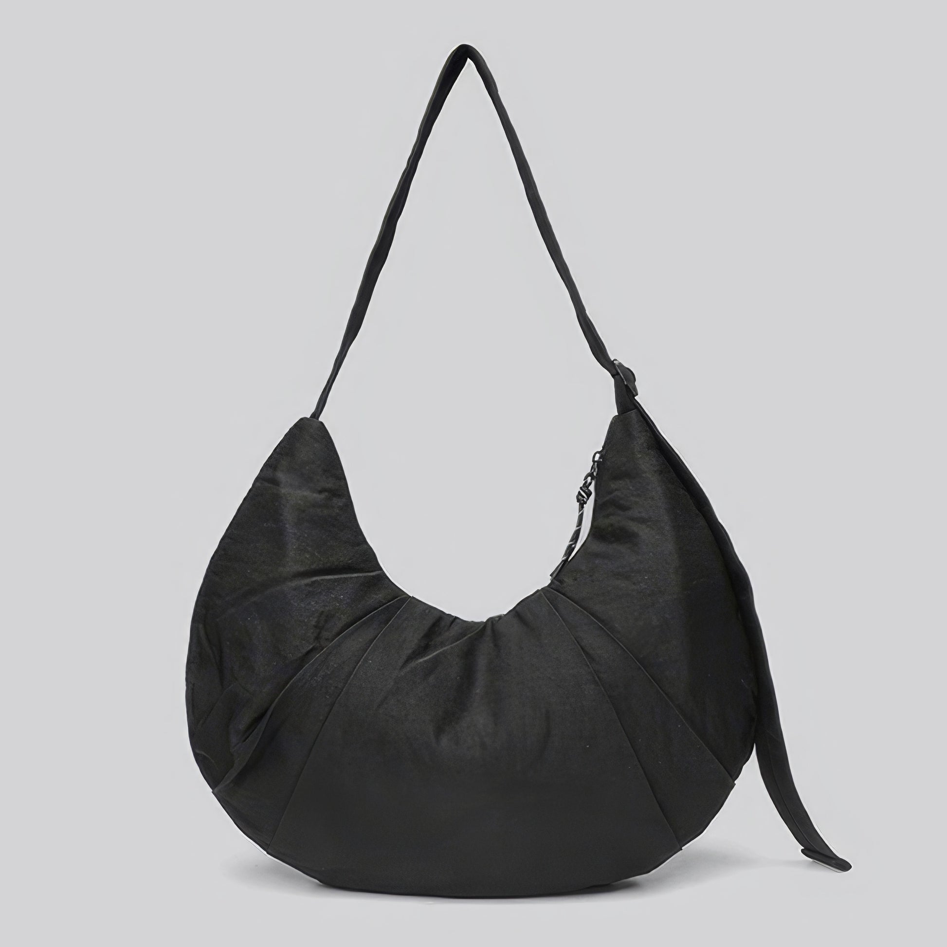 Draped Nylon Crescent Shoulder Bag