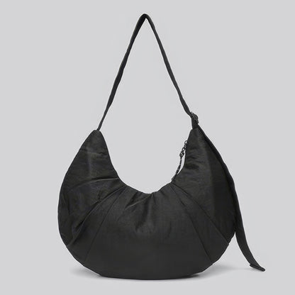 Draped Nylon Crescent Shoulder Bag