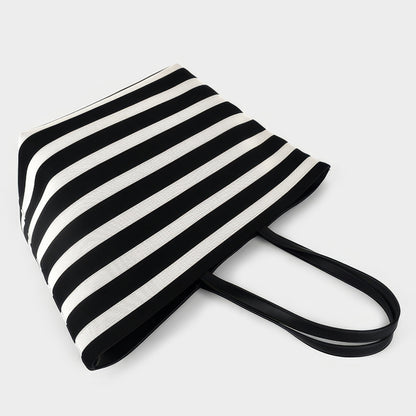 Striped Canvas Oversized Tote Bag