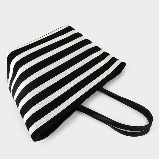 Striped Canvas Oversized Tote Bag