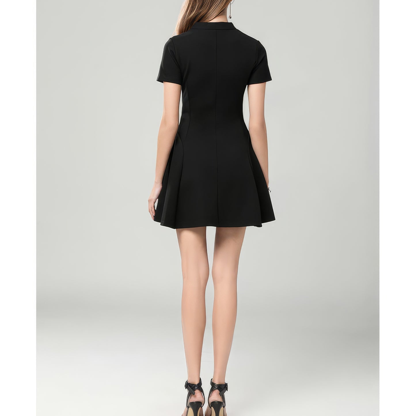 Flared V-Neck Tailored Mini Dress