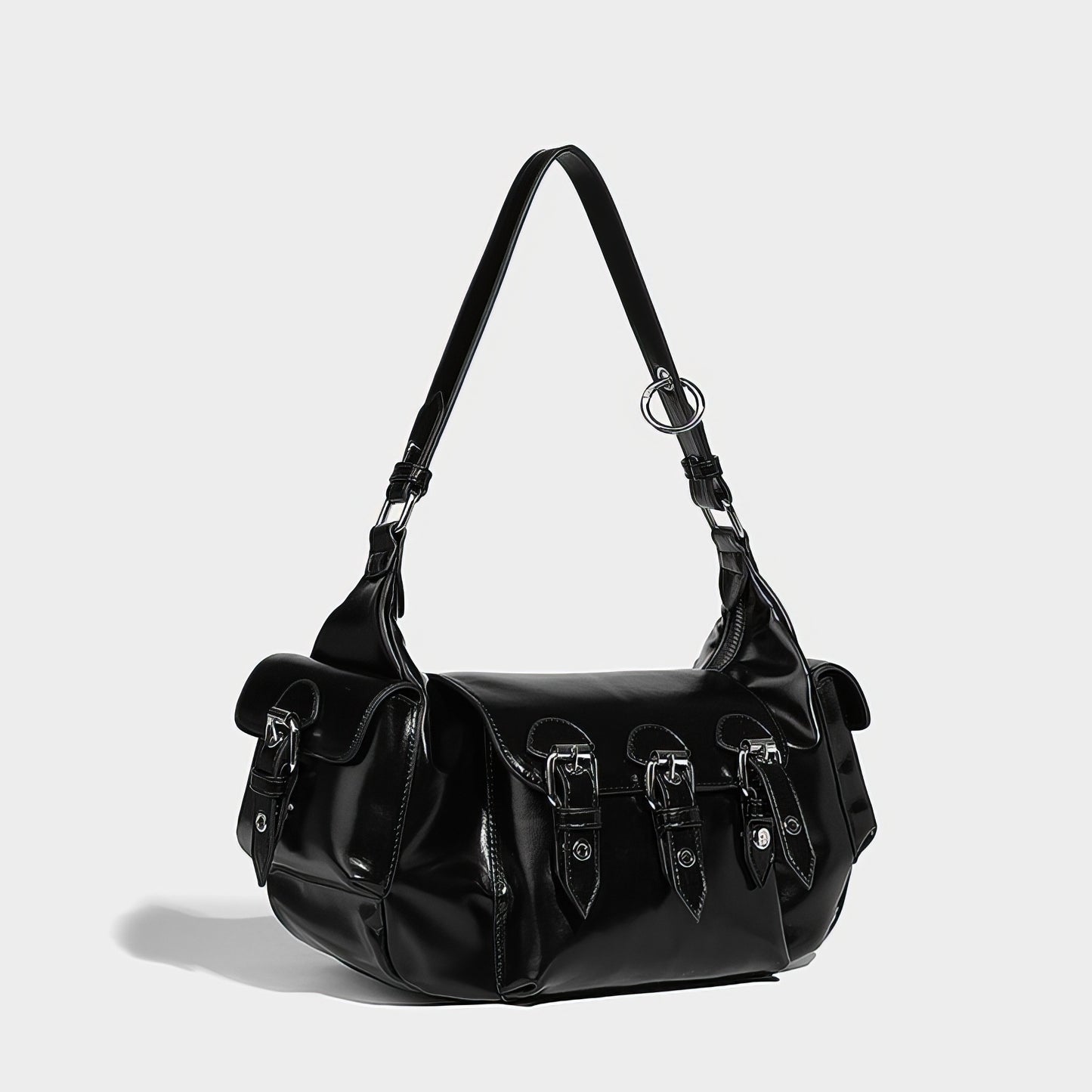 Triple Buckle Flap Barrel Bag