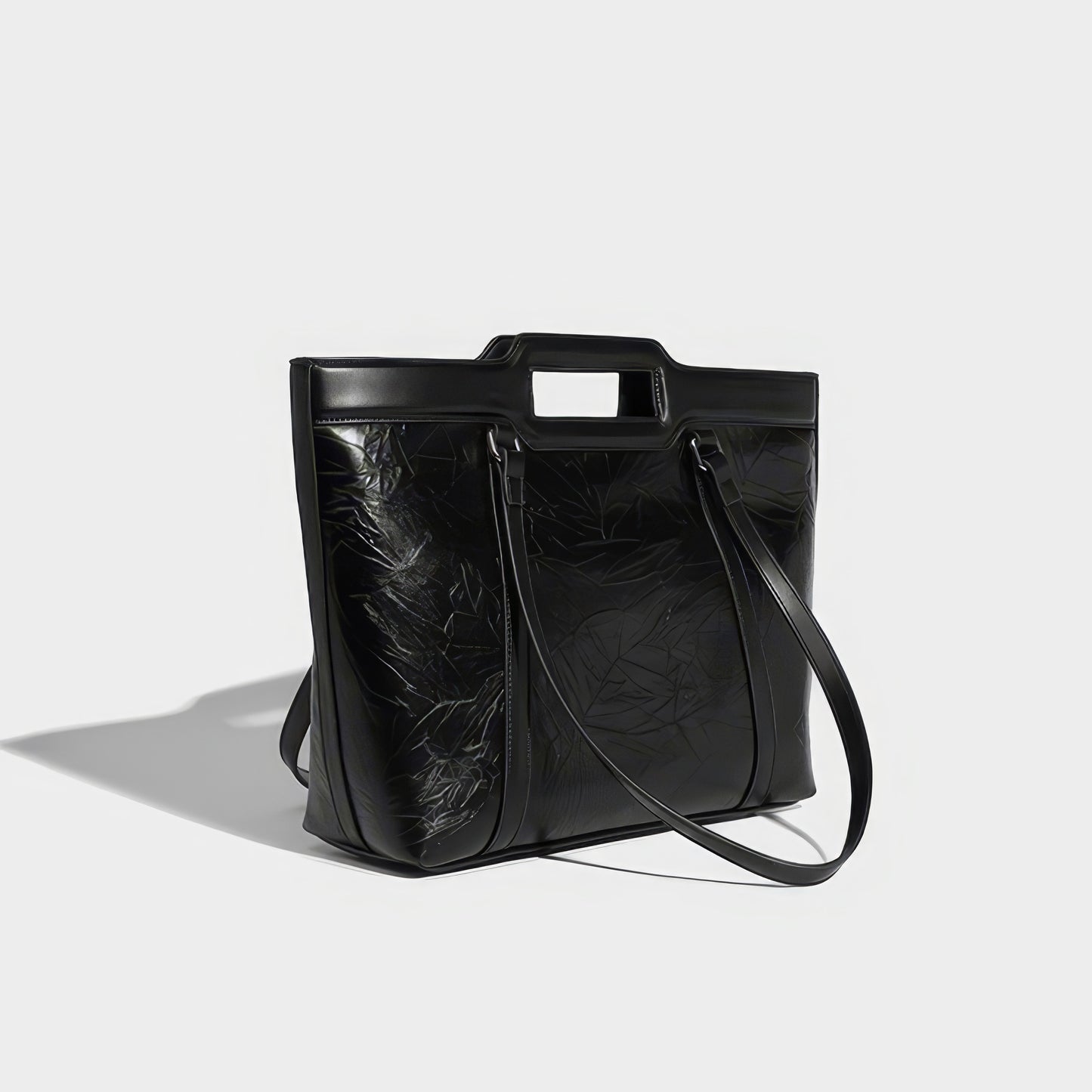 Structured Crinkle Texture Tote Bag