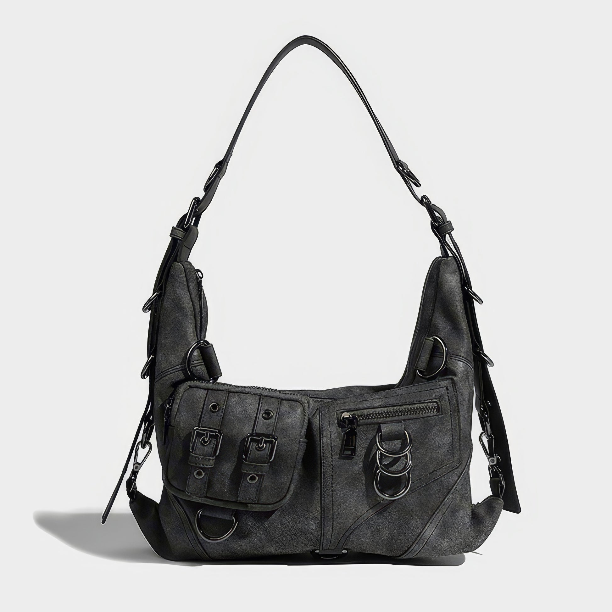 Black Buckle Strap Shoulder Bag