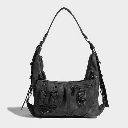 Black Buckle Strap Shoulder Bag