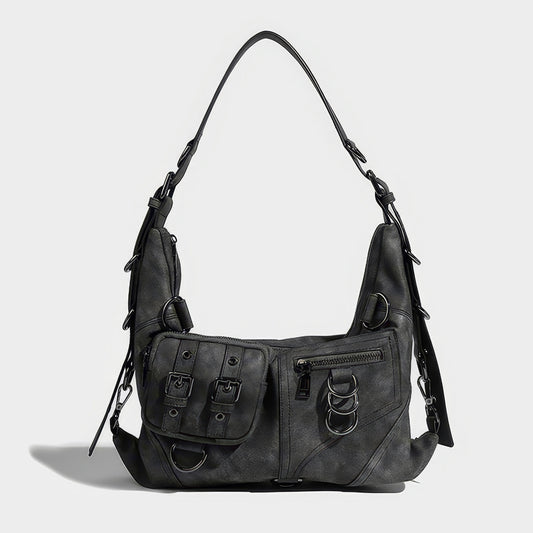 Black Buckle Strap Shoulder Bag