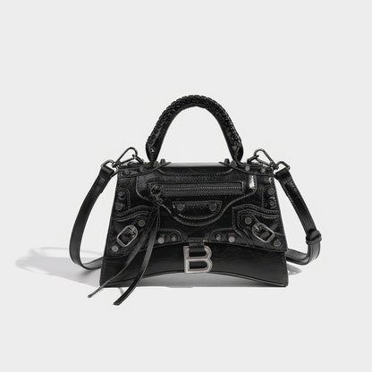 Textured Buckle Detail Mini Satchel Bag
