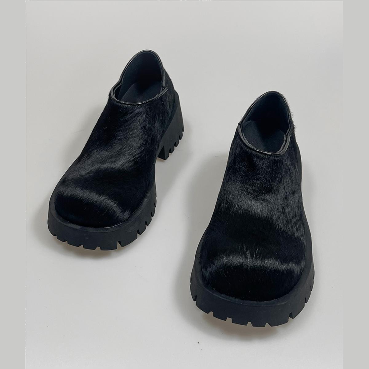 Faux Fur Chunky Platform Shoes