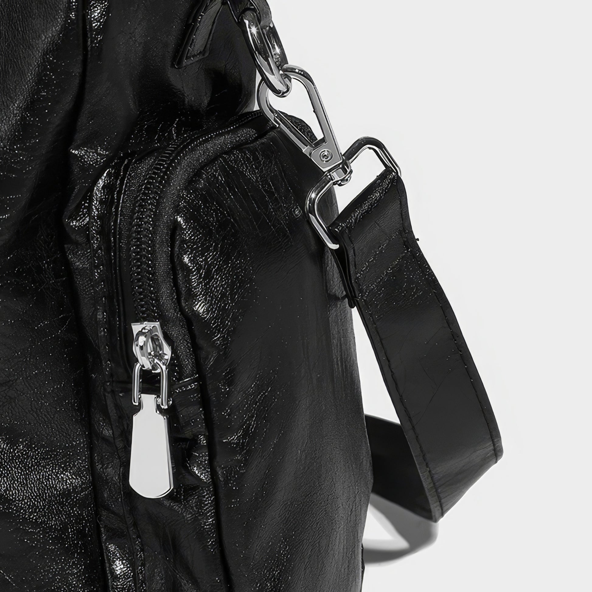 Glossy Pocket Flap Shoulder Bag