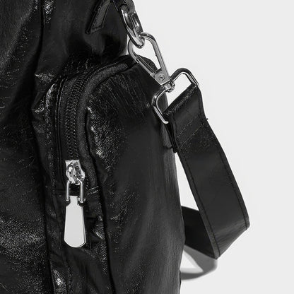 Glossy Pocket Flap Shoulder Bag
