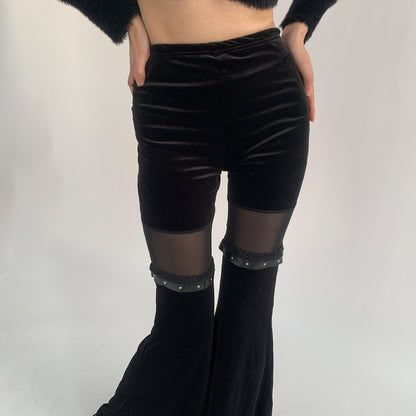 Black Sheer Panel Flare Pants