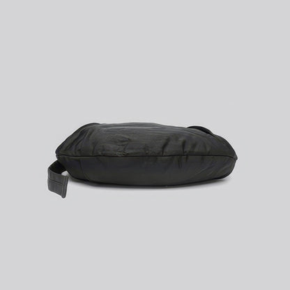 Draped Nylon Crescent Shoulder Bag