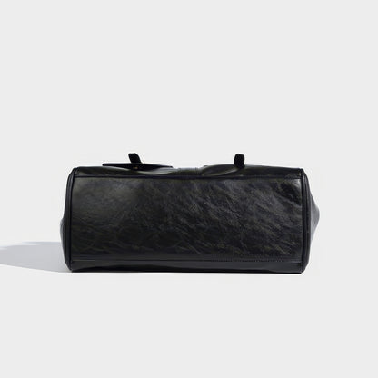 Structured Glossy Pocket Detail Tote Bag