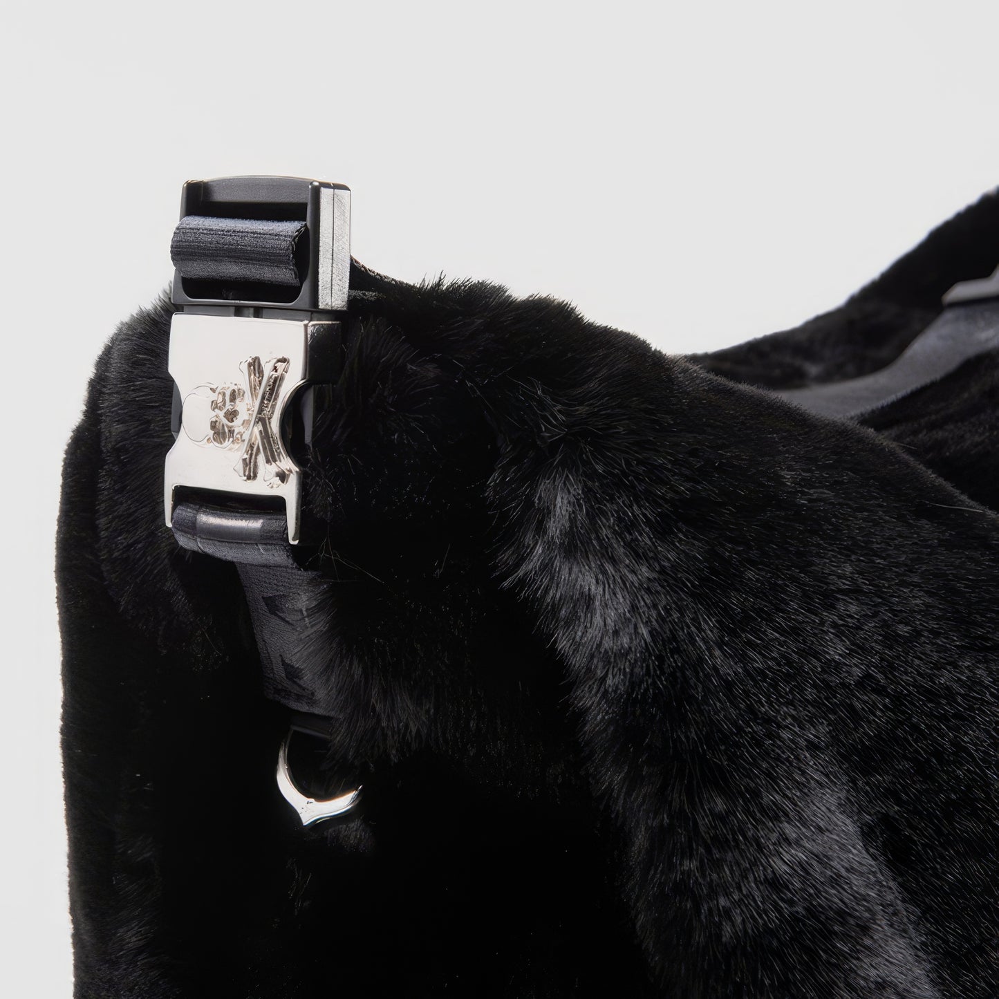 Faux Fur Skull Embroidery Shoulder Bag