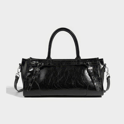 Glossy Barrel Buckle Handbag