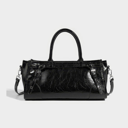 Glossy Barrel Buckle Handbag