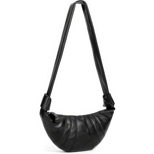 Knotted Crescent Black Shoulder Bag