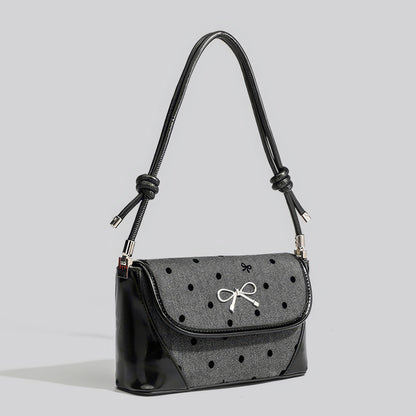 Polka Dot Bow Flap Shoulder Bag