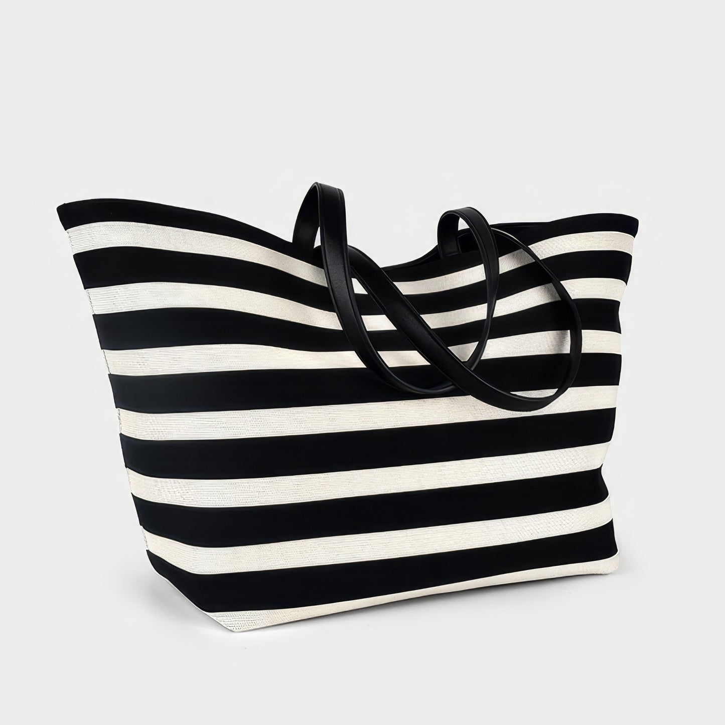 Striped Canvas Oversized Tote Bag