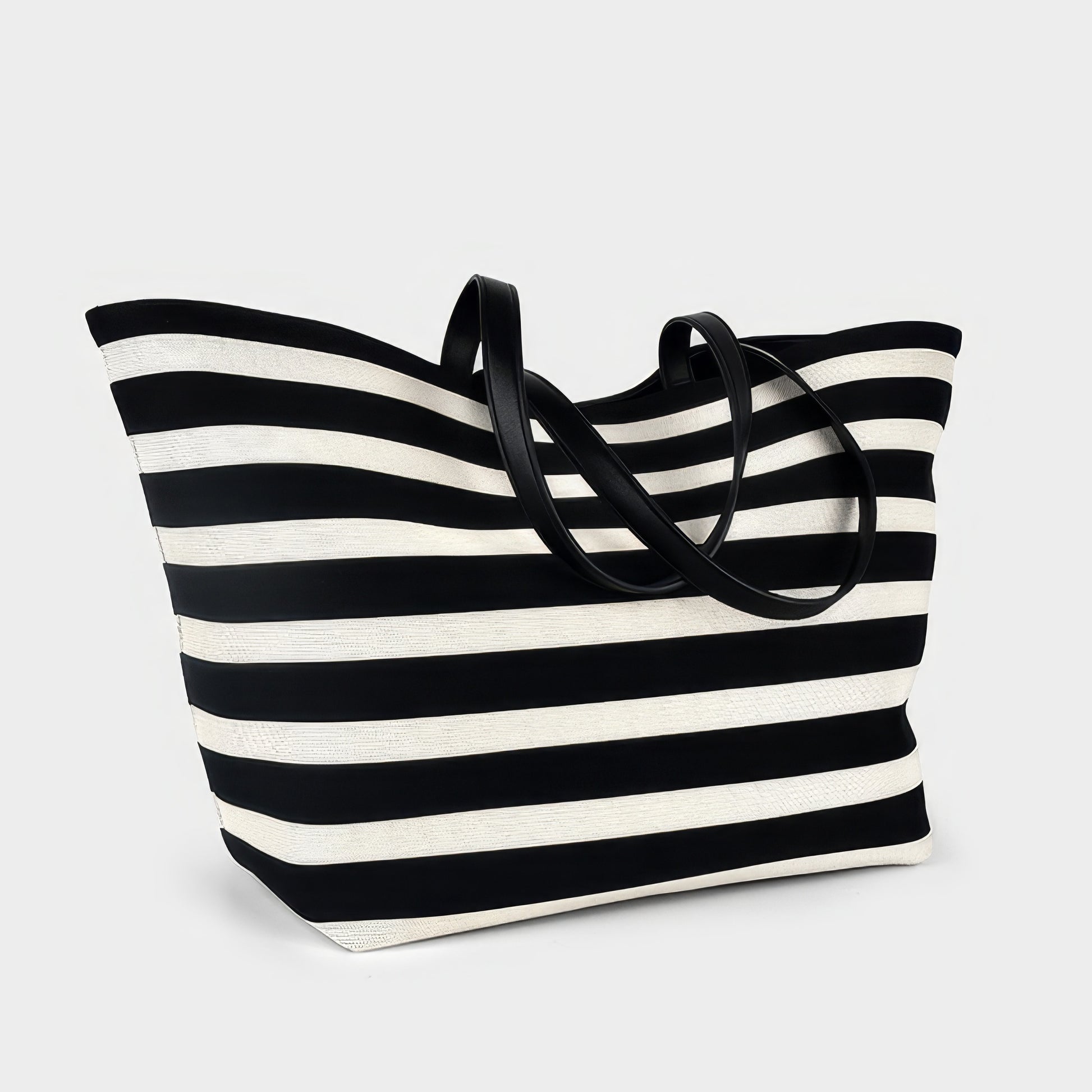 Striped Canvas Oversized Tote Bag
