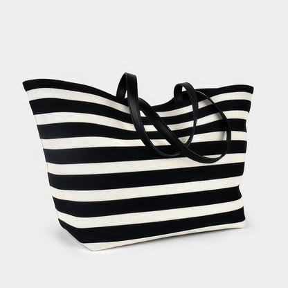 Striped Canvas Oversized Tote Bag