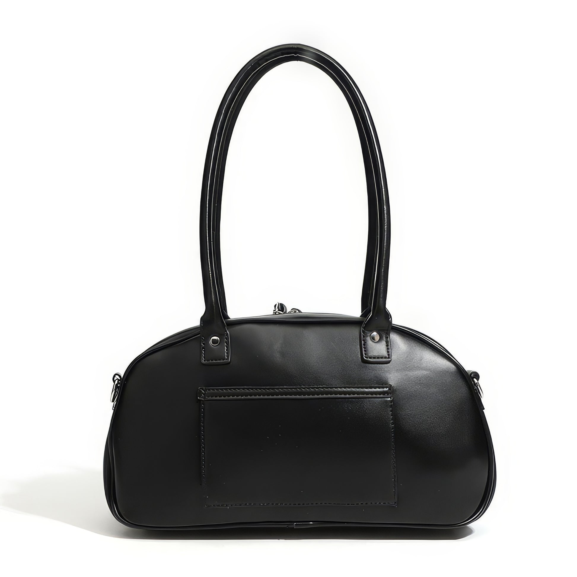 Patent Ribbon Detail Double Pocket Bag