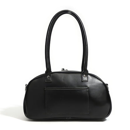 Patent Ribbon Detail Double Pocket Bag