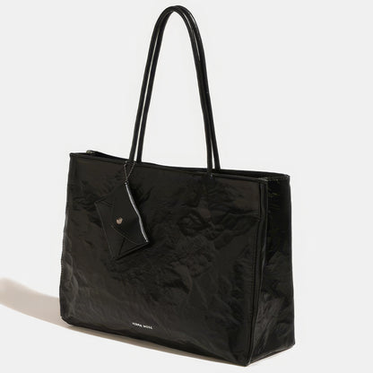 Glossy Crinkle Texture Shopper Bag