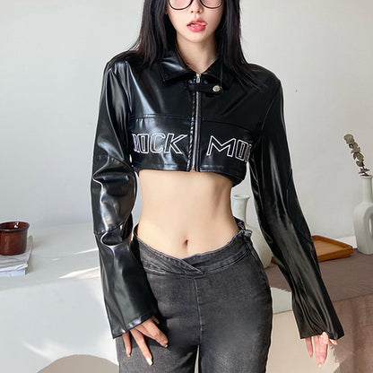 Cropped Faux Leather Moto Jacket