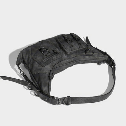 Black Buckle Strap Shoulder Bag