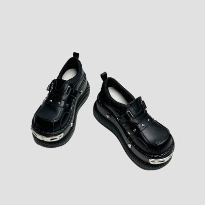 Black Metal-Plated Platform Sneakers