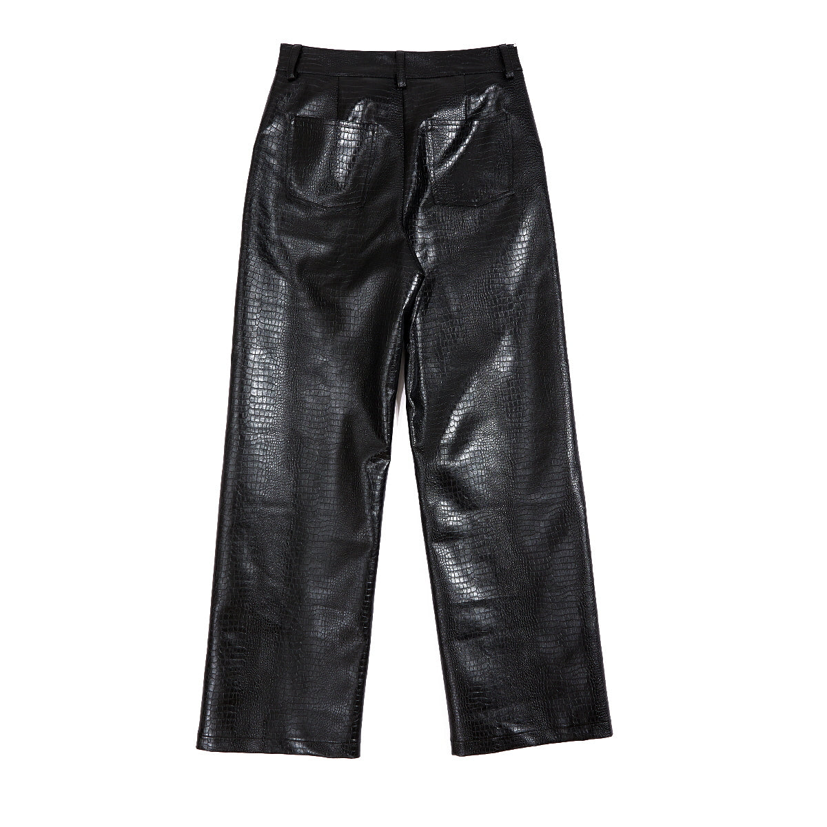 Textured Faux Leather Wide-Leg Pants