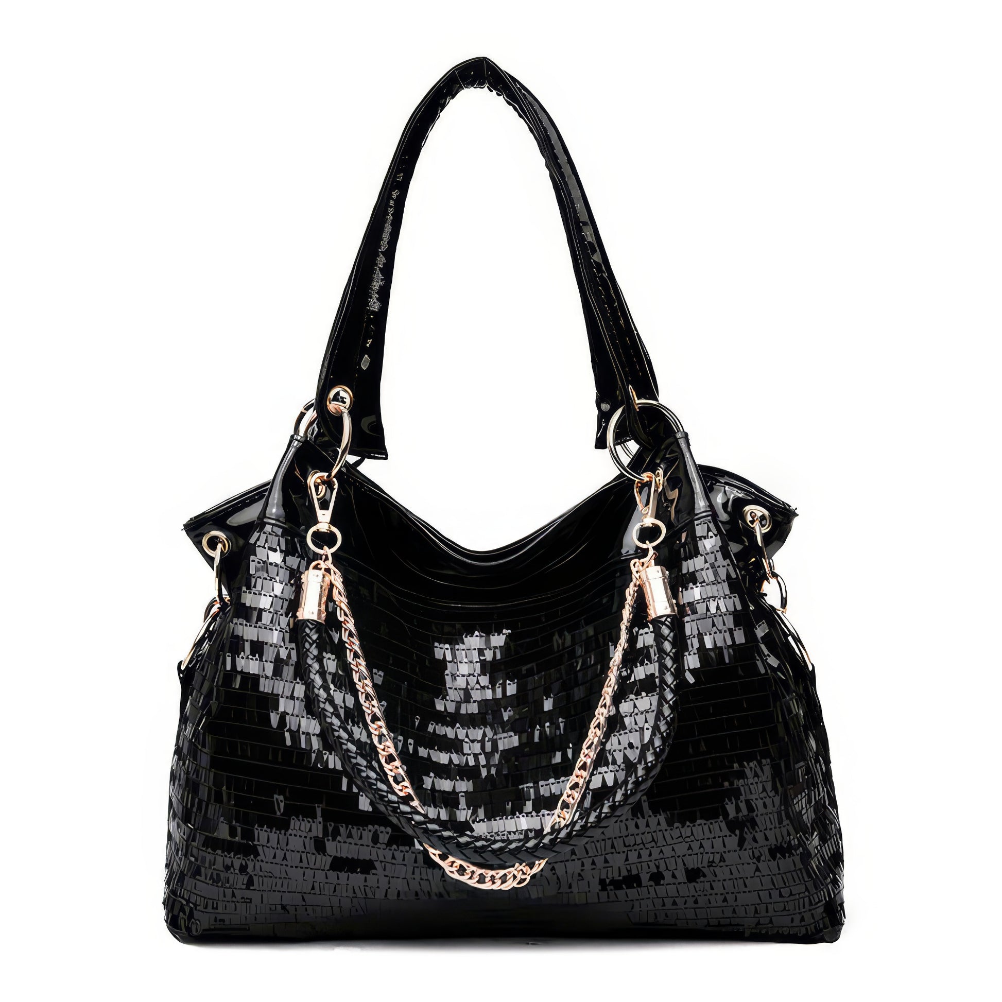 Sleek Glossy Black Shoulder Bag