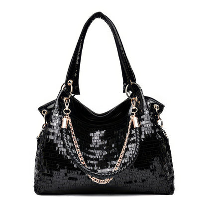 Sleek Glossy Black Shoulder Bag