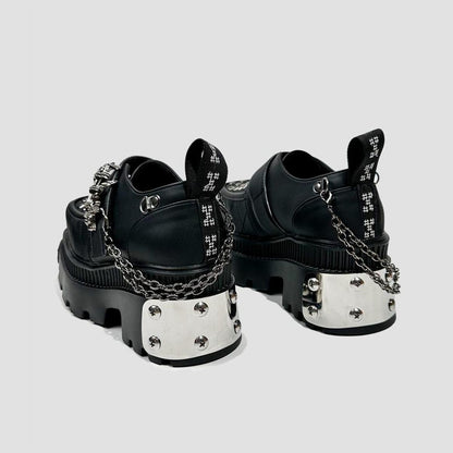 Black Chain Studded Platform Shoes