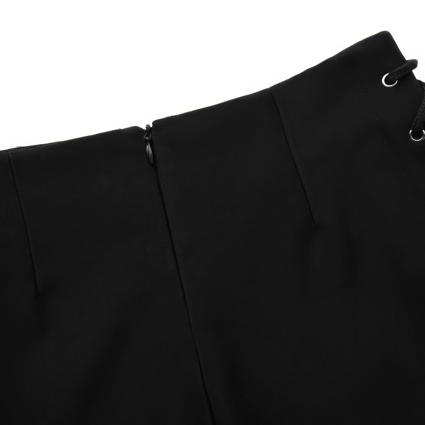 Side Lace-Up Detail Black Shorts