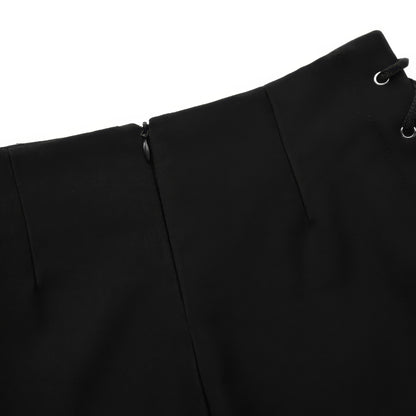 Side Lace-Up Detail Black Shorts