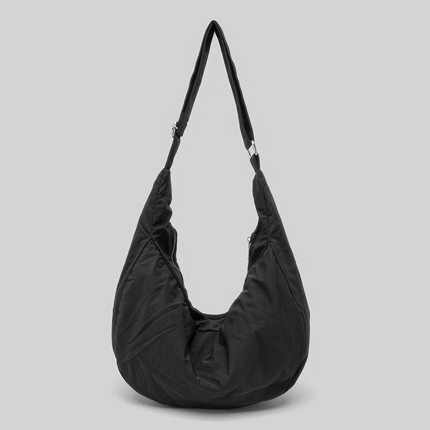 Soft Nylon Crescent Zip Shoulder Bag