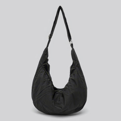 Soft Nylon Crescent Zip Shoulder Bag