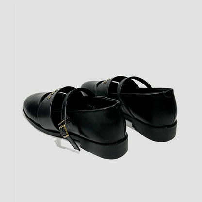 Black Studded Buckle Mary Jane Shoes