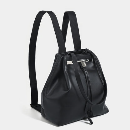 Structured Drawstring Leather Backpack