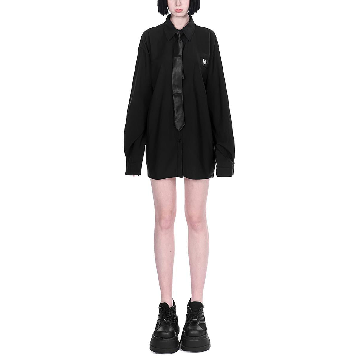 Broken Heart Embroidered Oversized Shirt