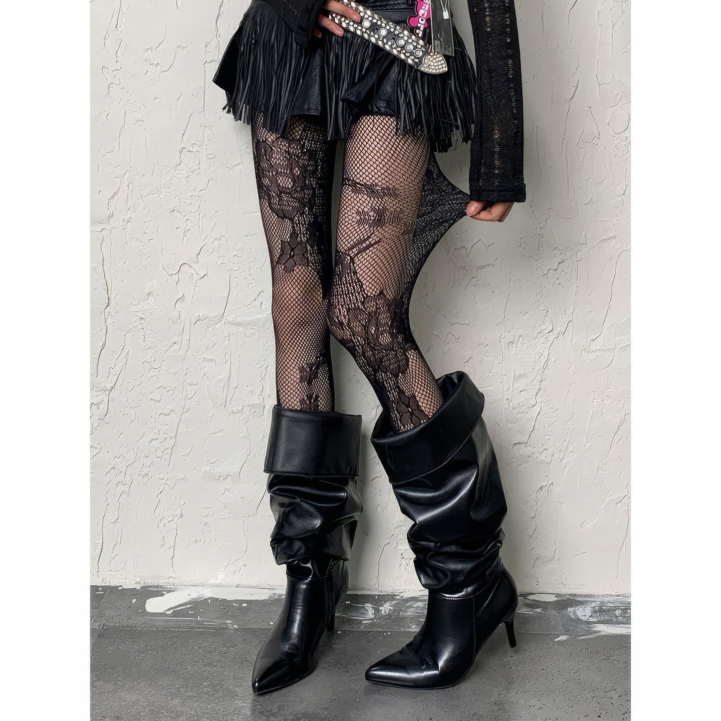 Floral Lace Fishnet Tights