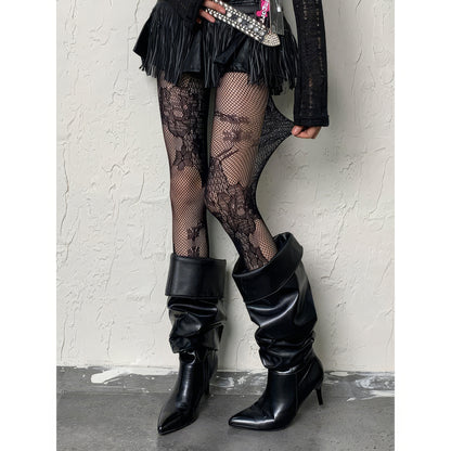 Floral Lace Fishnet Tights