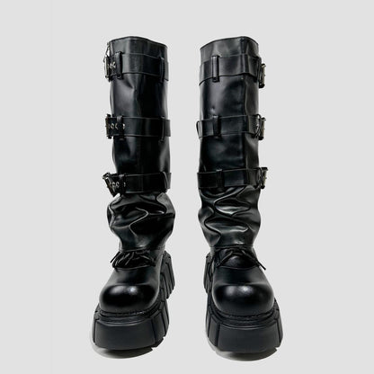Convertible Buckle Platform Boots