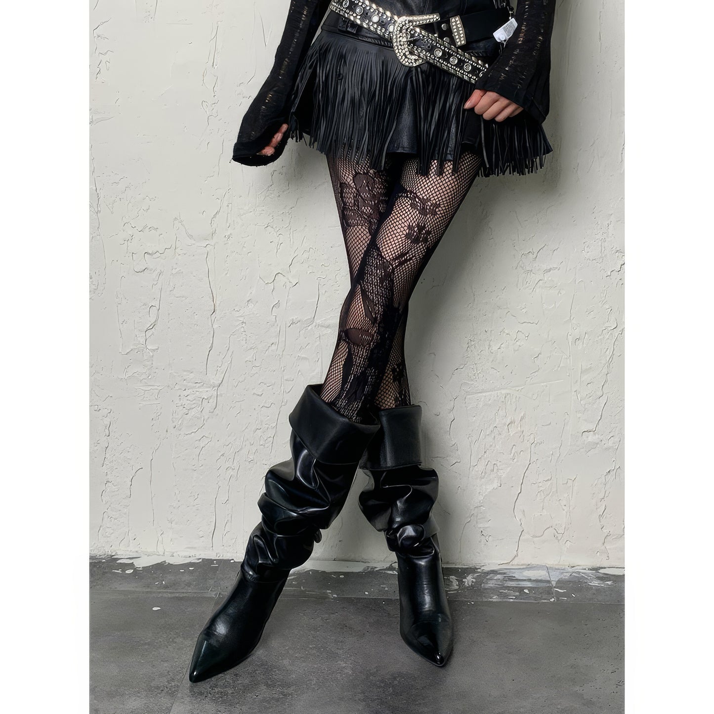 Floral Lace Fishnet Tights