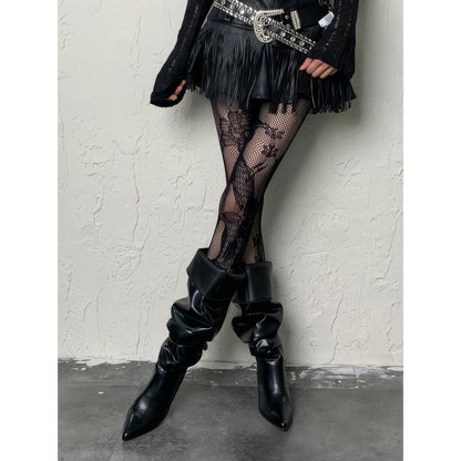 Floral Lace Fishnet Tights