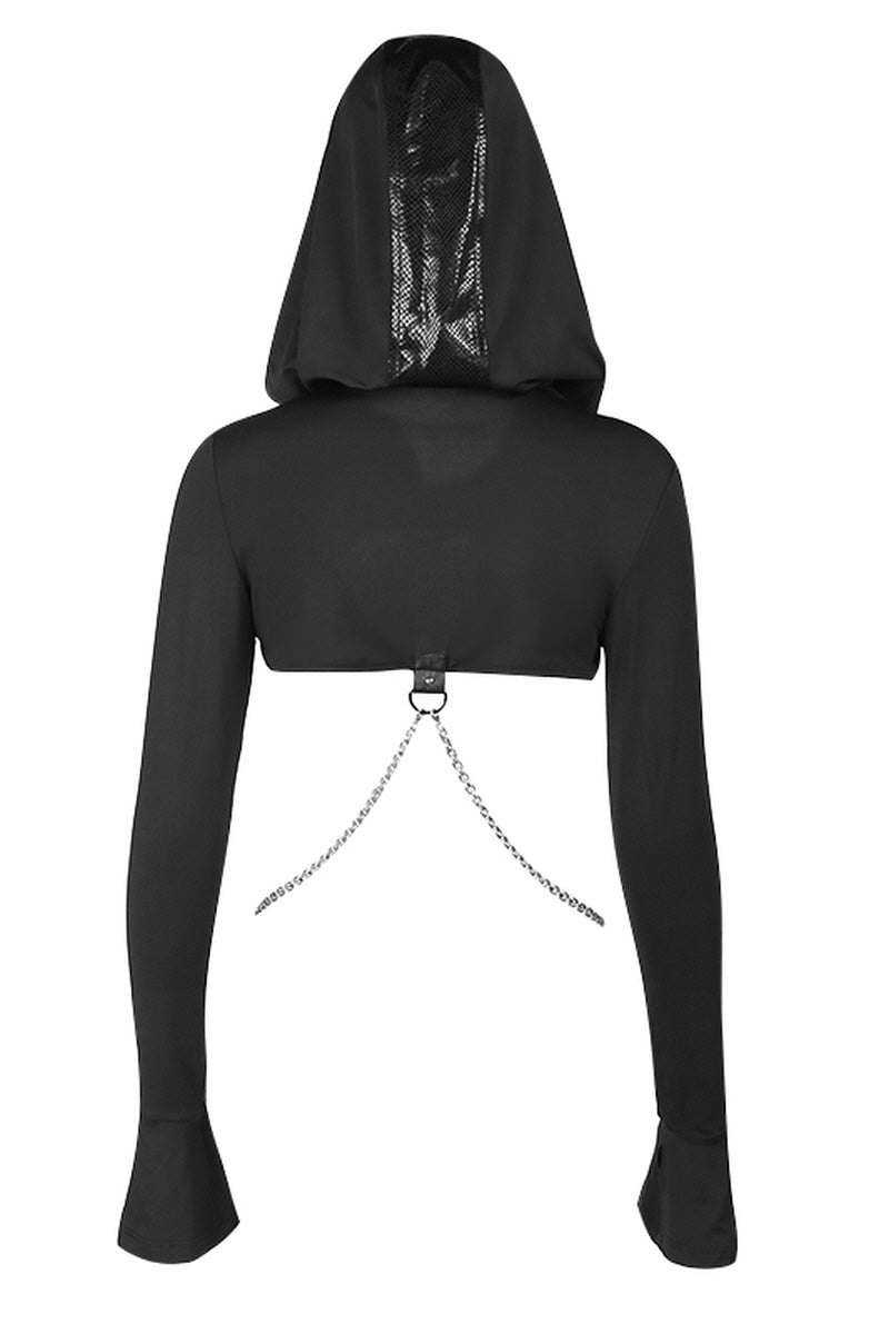 Black Hooded Buckle Shrug