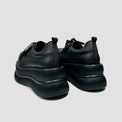 Black Ribbed Platform Sneakers